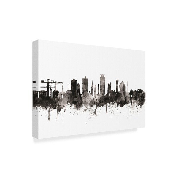 Michael Tompsett 'Plymouth England Skyline Black White' Canvas Art,30x47